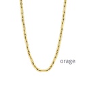  Collier "forçat allongé" en acier inoxydable jaune 45cm (BA149)