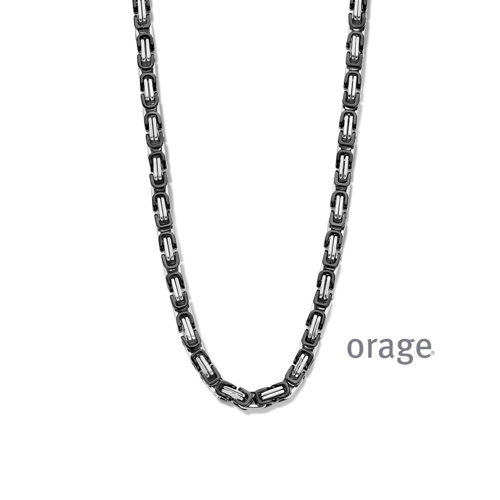 Collier pour hommes en acier inoxydable bicolore 55cm (BA166)