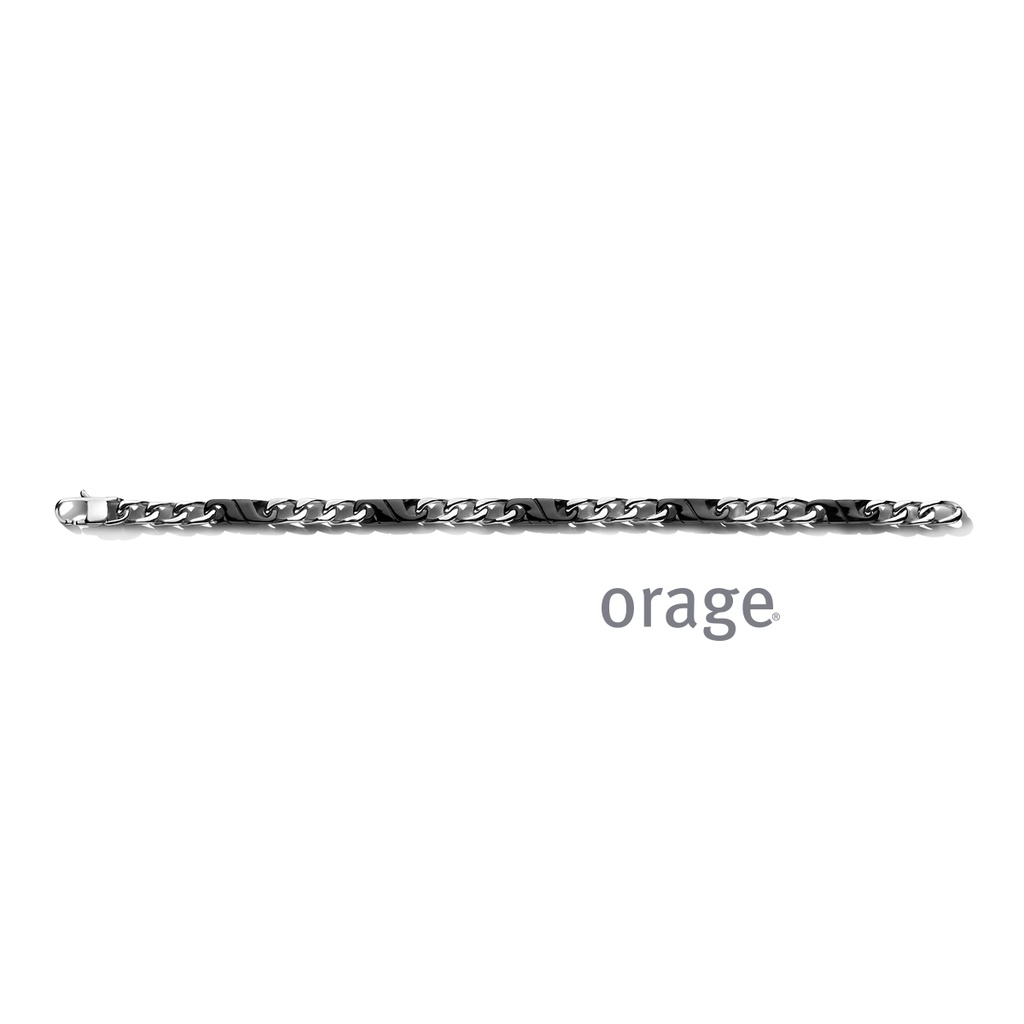 Bracelet pour hommes en acier inoxydable bicolore noir/gris 21cm (BA189)
