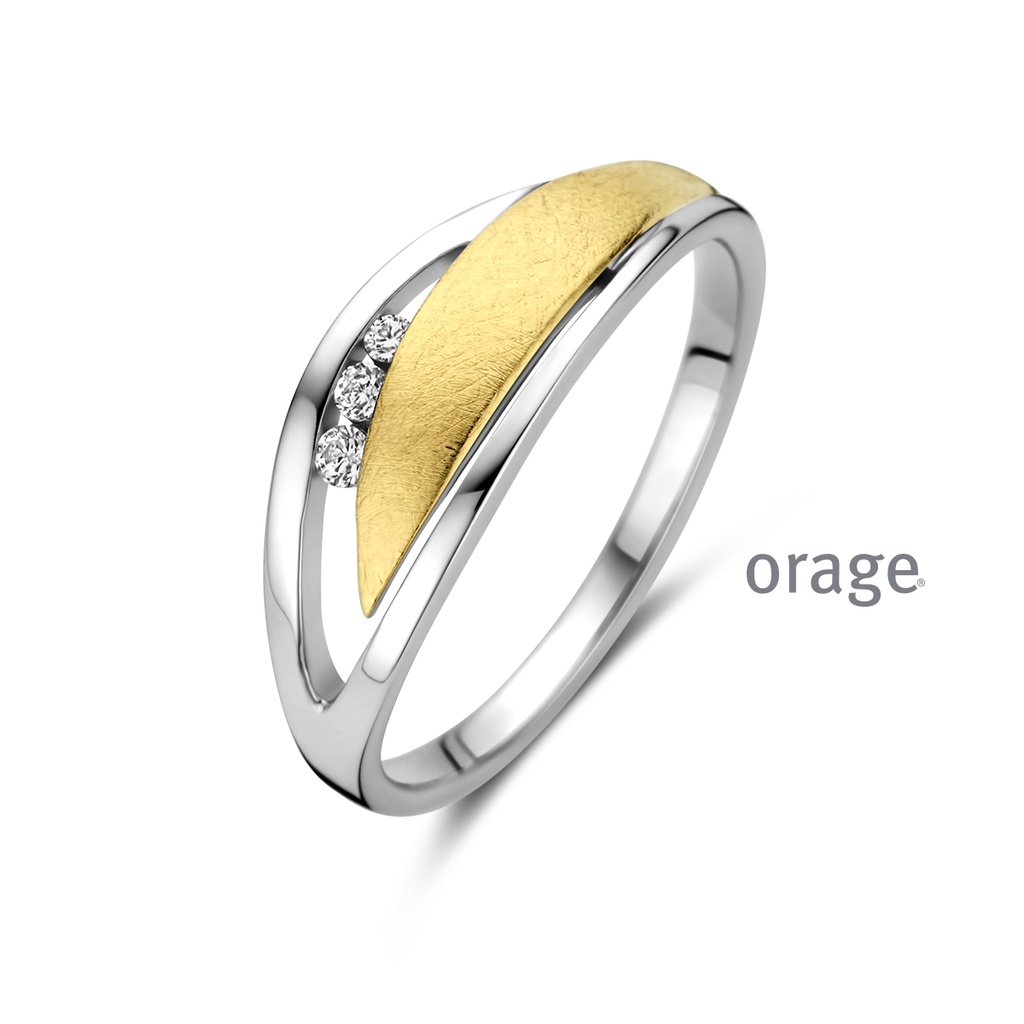 Bague bicolore en Argent rhodié 925/1000, plaqué or et Oxyde de zirconium (BA075)(52-60)