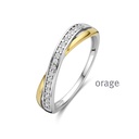 Bague bicolore en Argent rhodié 925/1000, plaqué or & Oxyde de zirconium (BA081) (52-60)