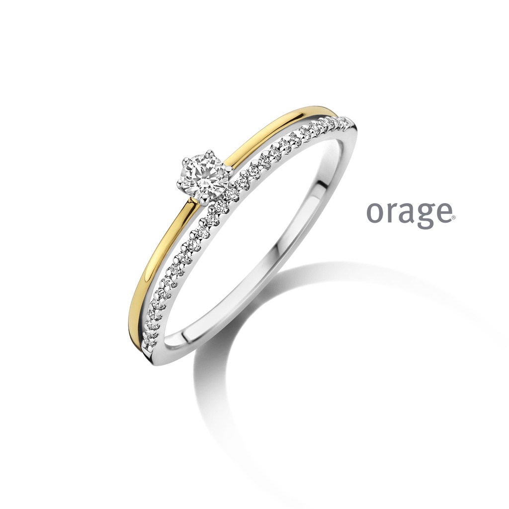 Bague bicolore en Argent rhodié 925/1000, plaqué or et Oxyde de zirconium (BA105) (50-58)