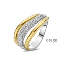 Bague ajourée bicolore en Argent rhodié 925/1000, plaqué or & Oxyde de zirconium (52-62) (BA197)
