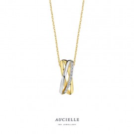 Pendentif bicolore en Or Jaune et Blanc 18K et Oxyde de Zirconium