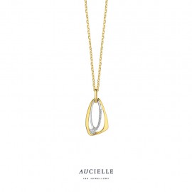 Pendentif baroque bicolore en Or Jaune et Blanc avec diamant de 0.07ct