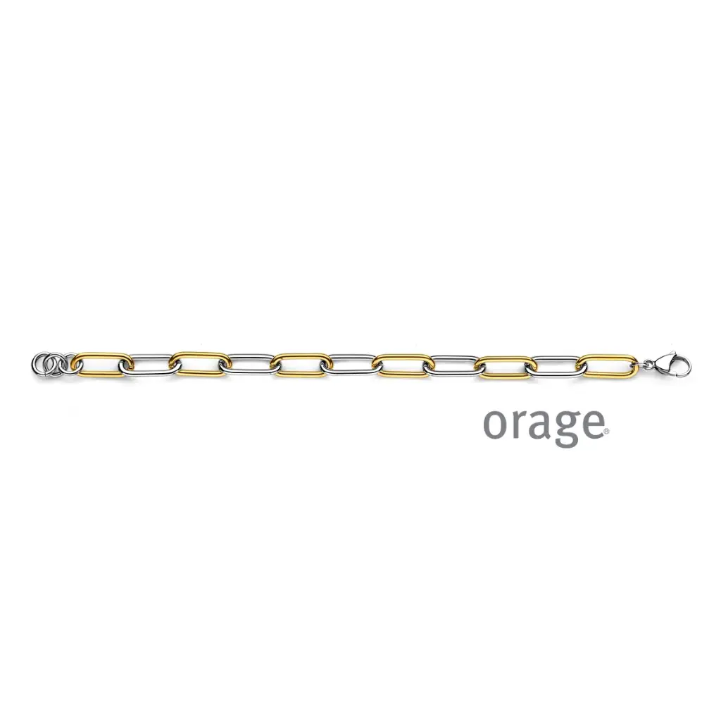 Bracelet acier bicolore jaune et gris 21cm (BA251)