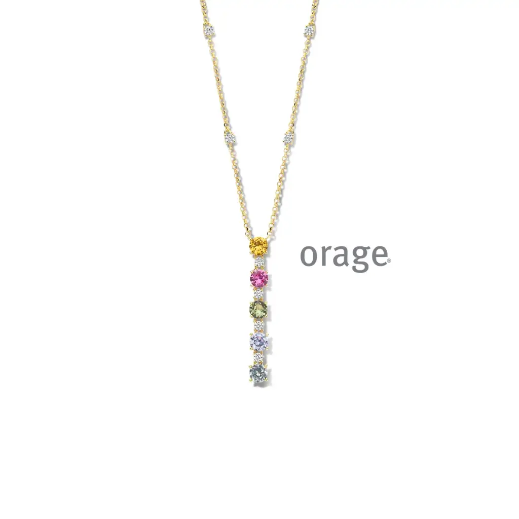 Collier plaqué or et oxydes de zirconium multicolores 45cm (BA270)