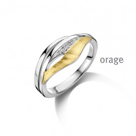 Bague en argent rhodié 925/1000 bicolor jaune (52-60) [AW096]