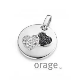 [V640] Pendentif coeurs en argent rhodié 925/1000 