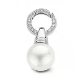 [N53] Pendentif en argent rhodié 925/1000 avec perles et oxydes de zirconium