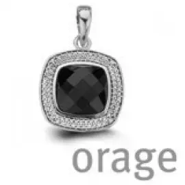 [R03] Pendentif en argent rhodié 925/1000 carré noir