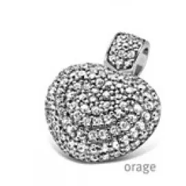 [V563] Pendentif coeur strass en argent rhodié 925/1000