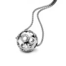 [O-53] Pendentif boule en argent rhodié 925/1000