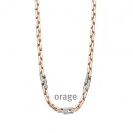 [AF013/43] Collier plaqué or rose et oxydes de zirconium - 43cm