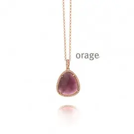 [AC262] Collier plaqué or rose avec pendentif violet - 42 cm (AC262)