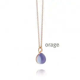 [AD053 - AC251] Collier plaqué or rose avec pendentif lila - 42 cm (AD053 - AC251)