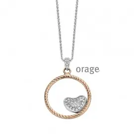 [V841] Collier coeur en argent rhodié 925/1000 et  oxydes de zirconium - 42 cm (V841)