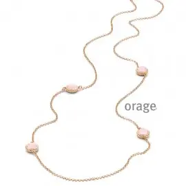 [AD005] Collier plaqué or rose et pierres roses synthétiques - 80cm (AD005)