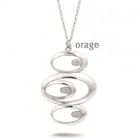 [AI016] Collier triple ovale en argent rhodié 925/1000 et oxydes de zirconium - 47cm (AI016)