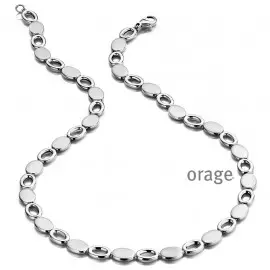 [AM052] Collier ovales pleins et ajourés en argent rhodié 925/1000 - 43cm (AM052)