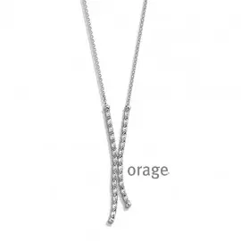 [AM055] Collier en x en argent rhodié 925/1000 et oxydes de zirconium - 45cm (AM055)