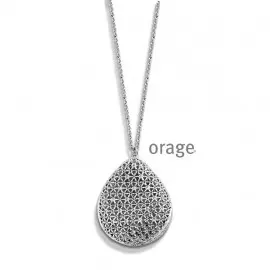 [AM088] Collier goutte en argent rhodié 925/1000 et oxydes de zirconium - 45cm (AM088)