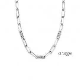 [AS036] Collier en argent rhodié 925/1000 et oxydes de zirconium - 45cm (AS036)
