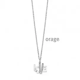 [V920]  Collier Love en argent rhodié 925/1000 et oxydes de zirconium - 42cm (V920)
