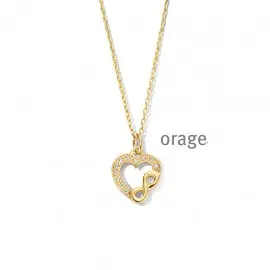 [AS336] Collier coeur infinity plaqué or jaune et oxydes de zirconium - 45cm (AS336)