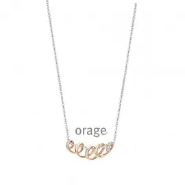 [AF051] Collier en argent rhodié 925/1000 et plaqué or rose avec oxydes de zirconium - 42cm (AF051)