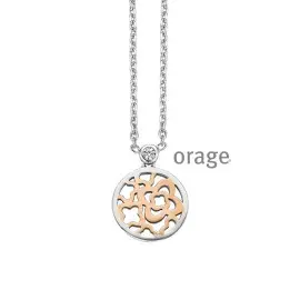 [AB038] Collier motif  floral en argent rhodié 925/1000 - 42cm (AB038)