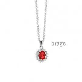 [AS429-V1141] Collier entourage rouge en argent rhodié 925/1000 et oxydes de zirconium - 42cm (AS429-V1141)