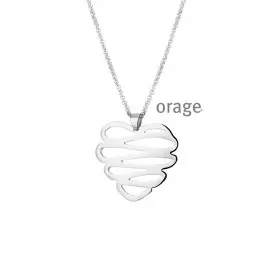 [V1152] Collier en acier inoxydable feuille ajourée - 46cm (V1152)