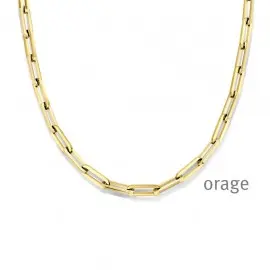 [AS013] Collier en acier jaune maille forçat allongée - 48cm (AS013)