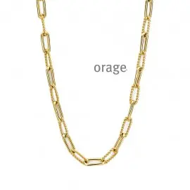 [AS186] Collier en acier jaune mailles forçat allongées et torsadées - 47cm (AS186)