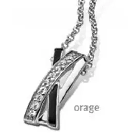 [V565] Collier en argent rhodié 925/1000 avec pendentif croisé noir - 42cm (V565)