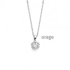 [AS218] Collier en argent rhodié 925/1000 et pendentif en oxyde de zirconium - 45cm  (AS218)