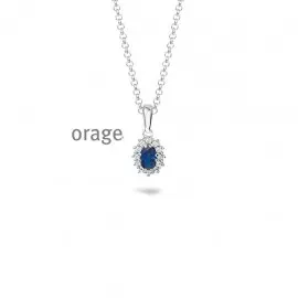 [T072] Collier entourage mini en argent rhodié 925/1000 et oxydes de zirconium blanc et bleu - 42cm (T072)