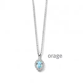 [BA309-AT301] Collier entourage en argent rhodié 925/1000 avec topaze bleu et oxydes de zirconium - 42cm (BA309-AT301)