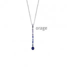 [AR140] Collier bleu en argent rhodié 925/1000 et oxydes de zirconium - 50cm (AR140)