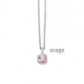 [AS328] Collier en argent rhodié 925/1000 avec oxydes de zirconium rose et blanc - 42cm (AS328)