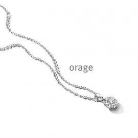 [AT045] Collier en argent rhodié 925/1000 avec pendentif rond pavé d'oxydes de zirconium - 45cm (AT045)