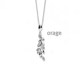 [AT079] Collier feuilles pendantes en argent rhodié 925/1000 et oxydes de zirconium - 45cm (AT079)