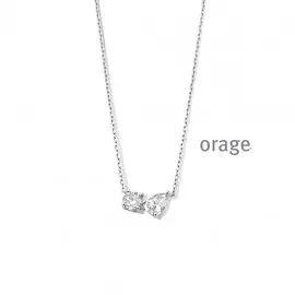 [AT161] Collier en argent rhodié 925/1000 avec oxydes de zirconium rond et poire - 45cm (AT161)