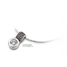[T32] Collier oméga en argent rhodié 925/1000 avec pendentif rond noir et argent - 42cm (T32)