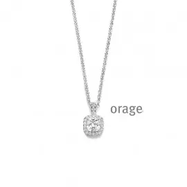 [AT006-AS112] Collier carré entourage en argent rhodié 925/1000 et oxydes de zirconium - 45cm (AT006-AS112)