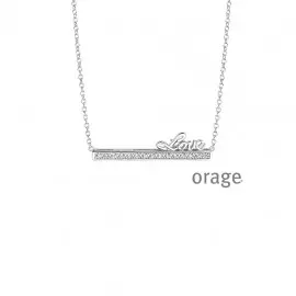 [V1102] Collier love en argent rhodié 925/1000 et  oxydes de zirconium - 45cm (V1102)