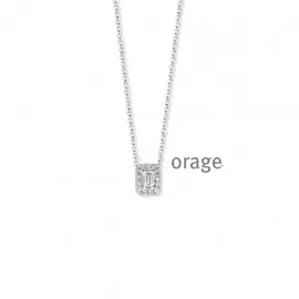[AN010] Collier entourage rectangulaire en argent rhodié 925/1000 et oxydes de zirconium - 42cm (AN010)