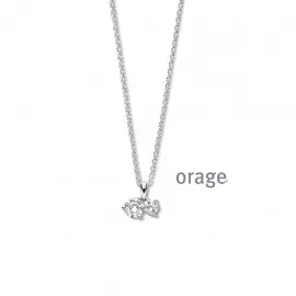[AT320] Collier en argent rhodié 925/1000 avec pendentif en oxyde de zirconium - 45cm (AT320)