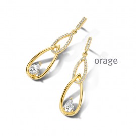 [AT221] Boucles d'oreilles pendantes plaqué or et zircone (AT221)